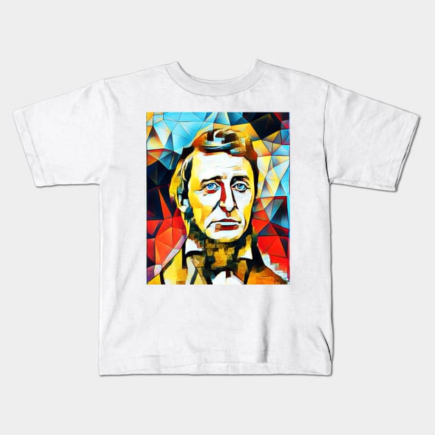 Henry David Thoreau Abstract Portrait | Henry David Thoreau Abstract 15 Kids T-Shirt by JustLit